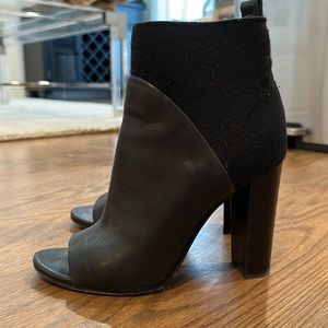Vince leather and wool open toe bootie